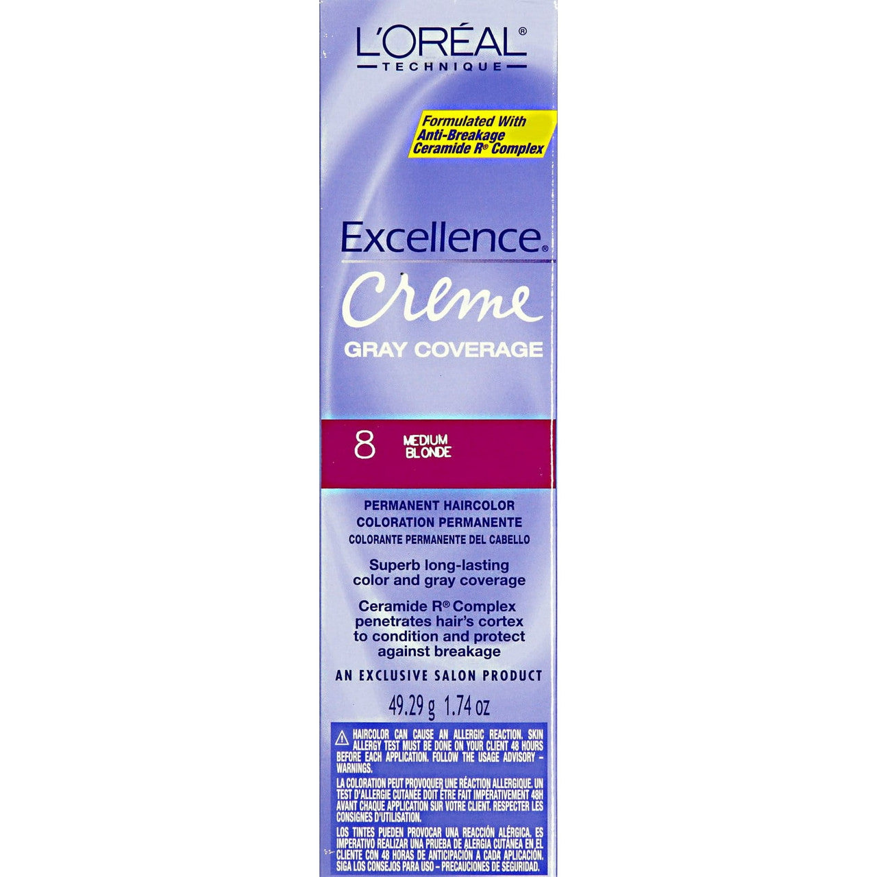 Excellence Creme Permanent Hair Color Medium Blonde 8 By Loreal, 1.74 Oz